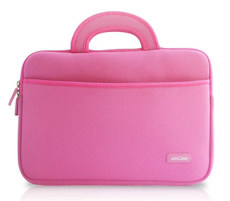 AM Case amCase Portable Electronic Device Cover, Chromebook - 11.6 to 12 inch Neoprene Travel Sleeve with Handle-Pink, Laptop Case - Image 2